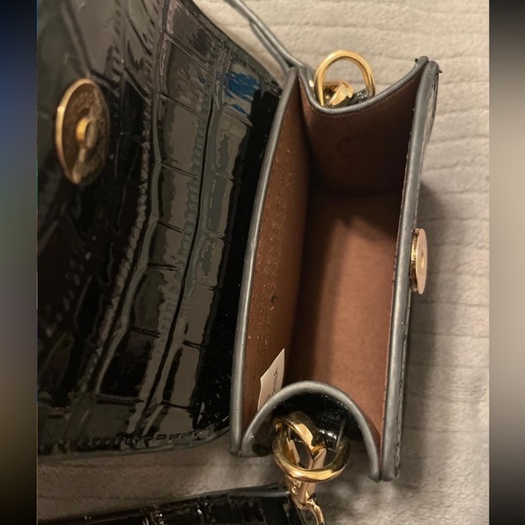 Mini black crocodile crossbody trendy mini bag - Picture 3 of 4